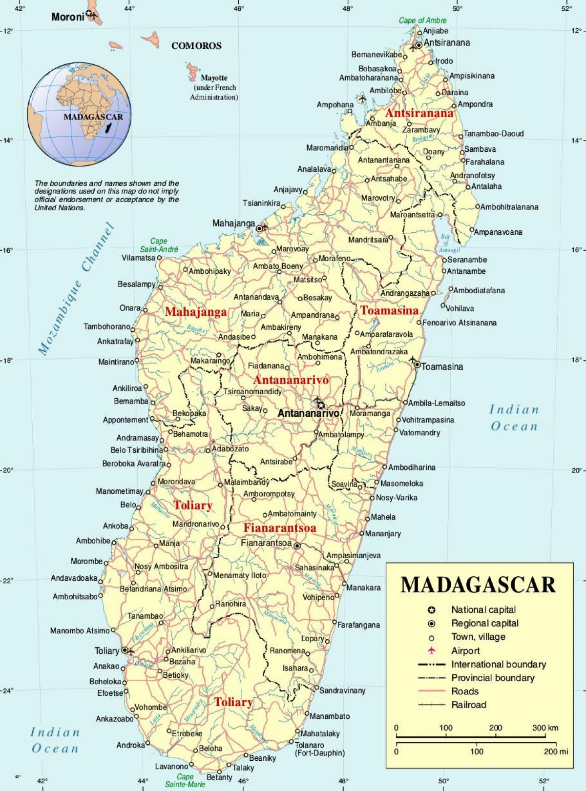 Madagaskar kaart linnad