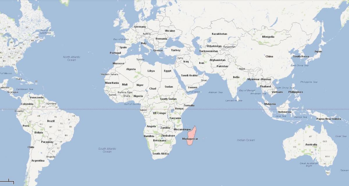 maailma kaart, mis näitab Madagaskar