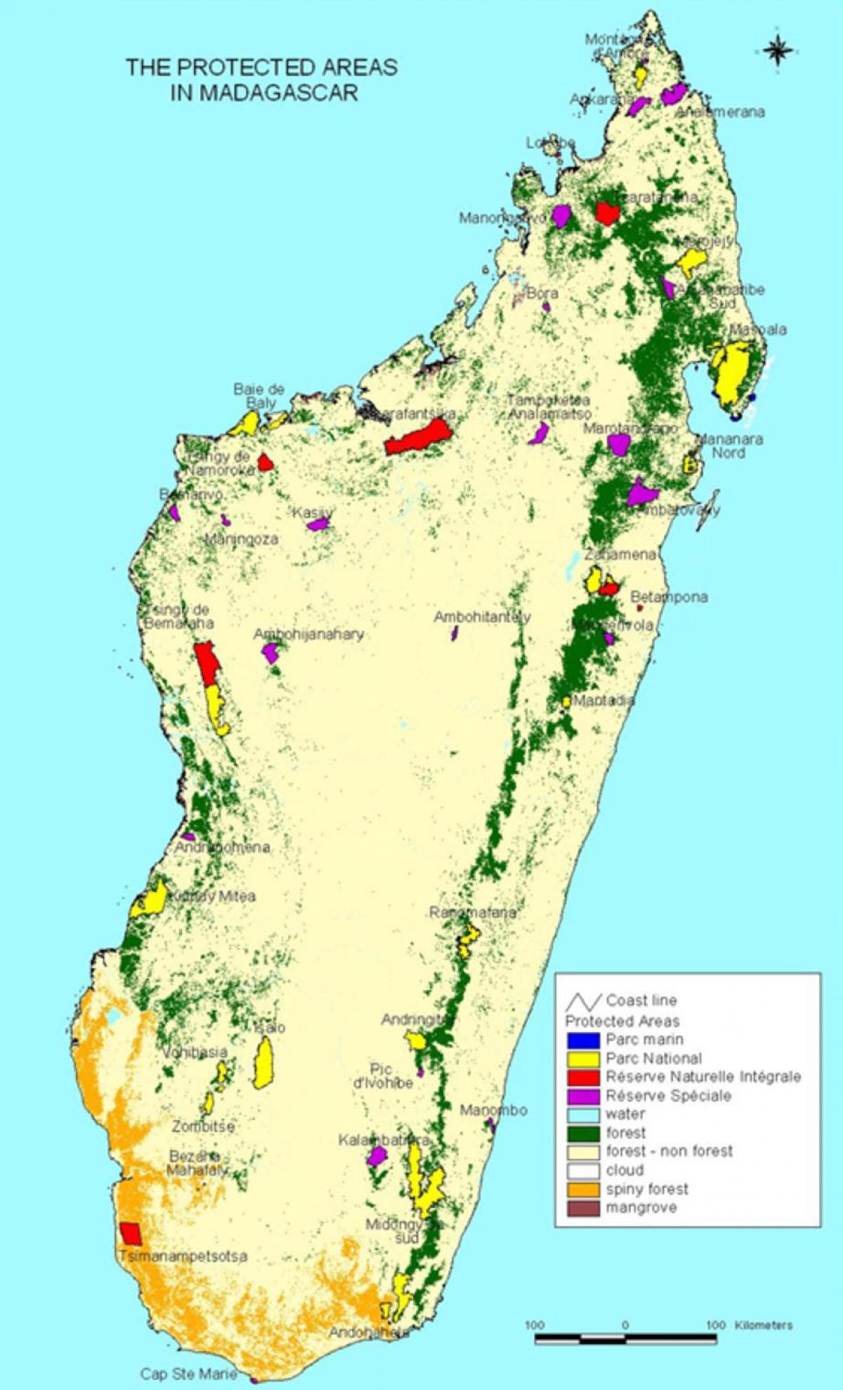 kaart Madagaskar rahvuspargid