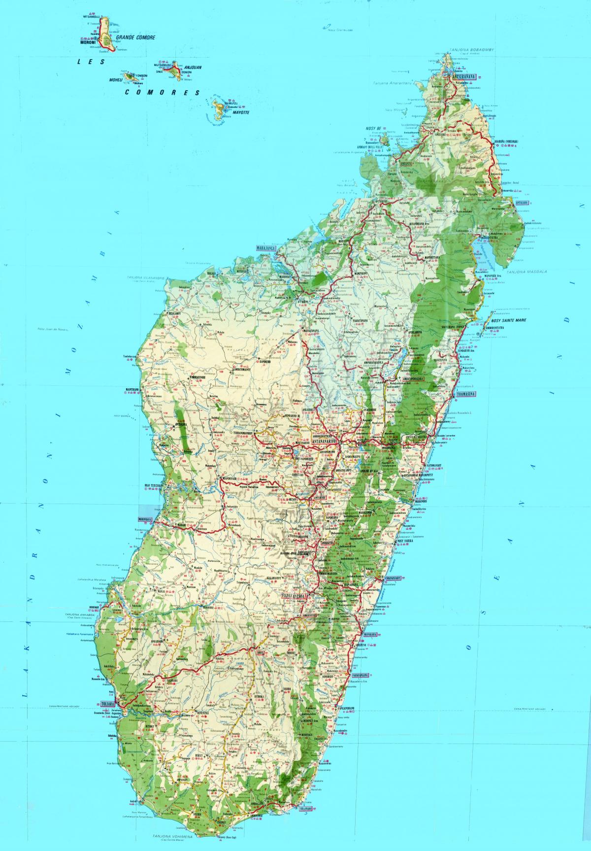 kaart Madagaskar topograafiline