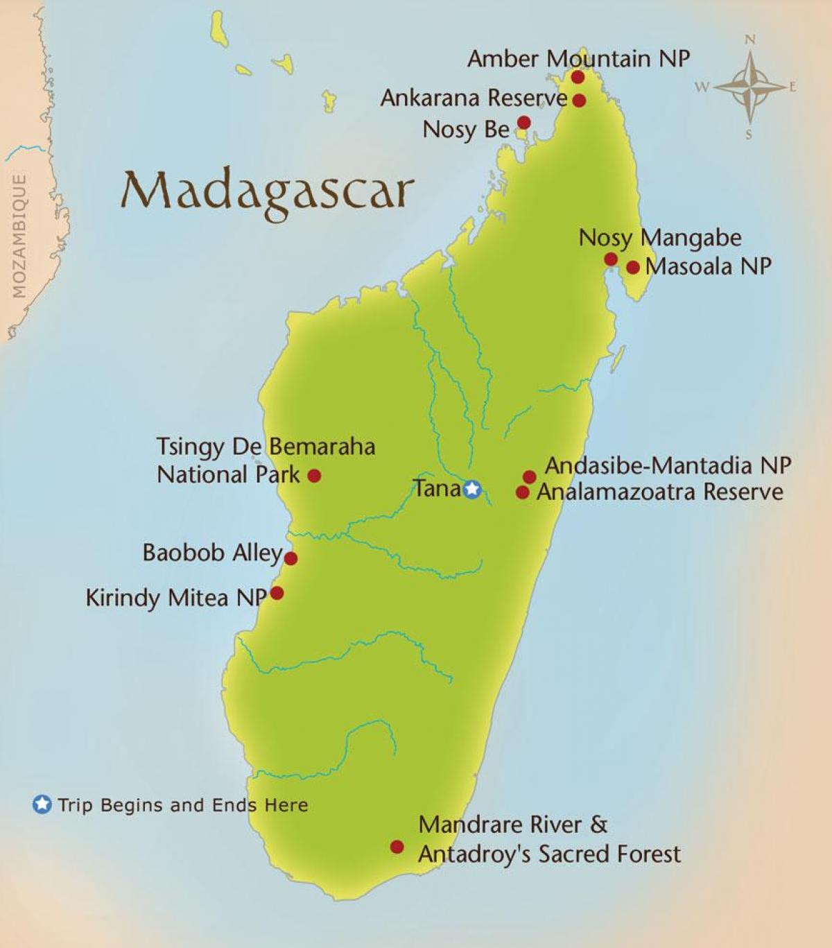 kaart Madagaskari mägedes