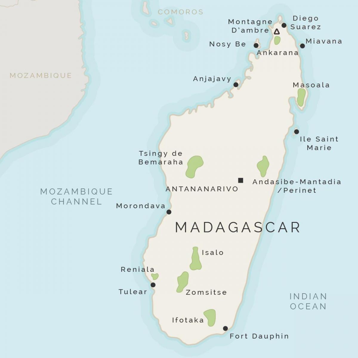 kaart Madagaskari ja ümbritsevad saared