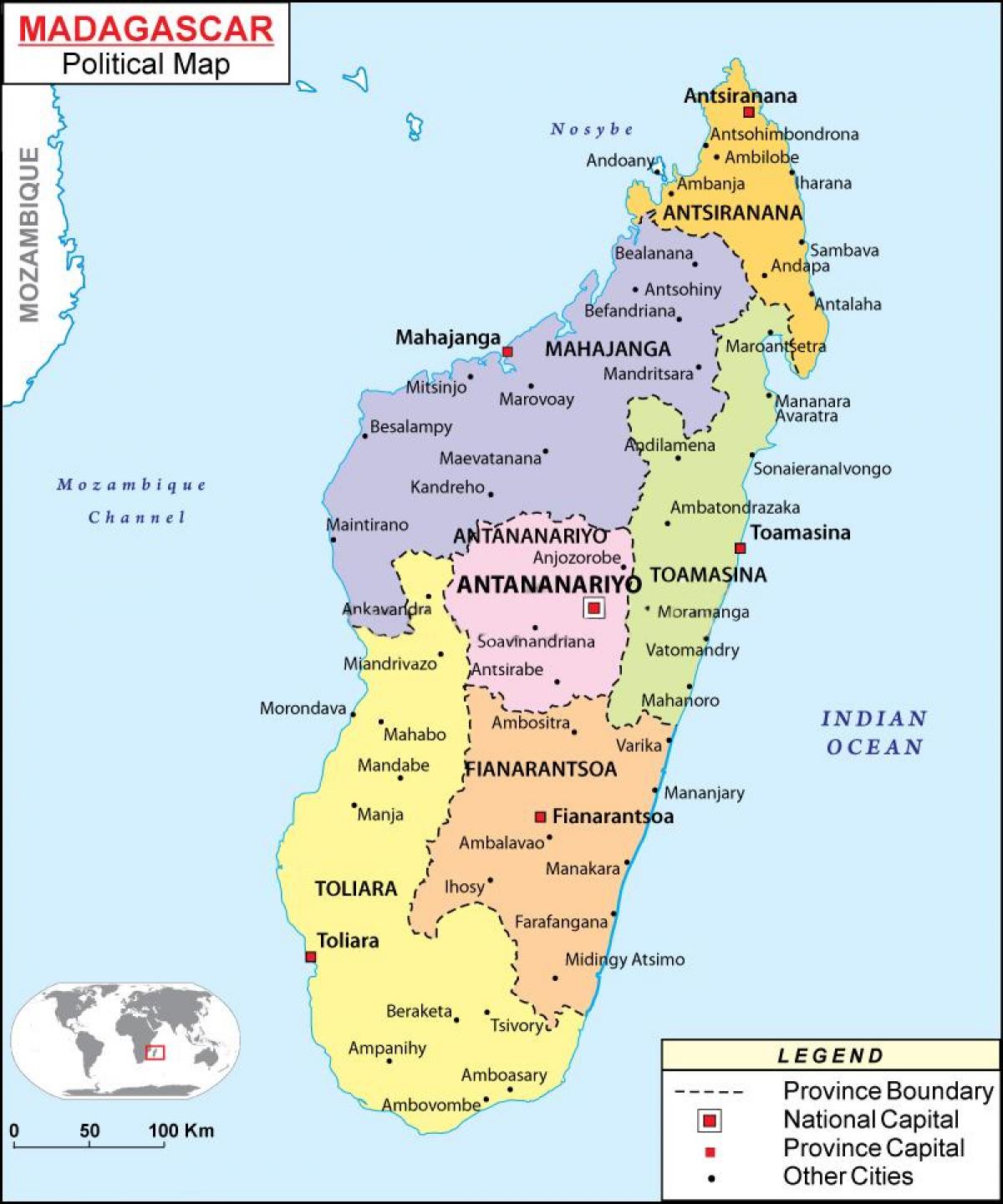 kaart, poliitiline kaart, Madagaskar