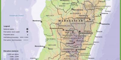 Kaart füüsiline kaart Madagaskar