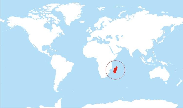 kaart Madagaskar asukoha kohta maailmas