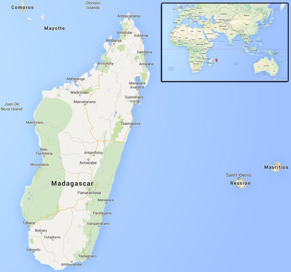 kaart saarte lähedal Madagaskar