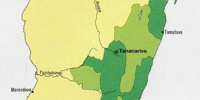 Madagaskar rahvastiku tiheduse kaart